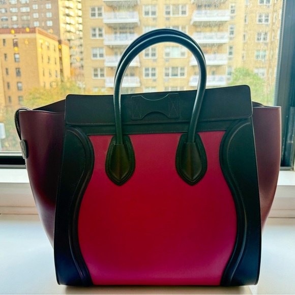 CÉLINE Luggage Mini Leather Tote Bag - Tricolor Leather Pink Purple Brown - Picture 3 of 14